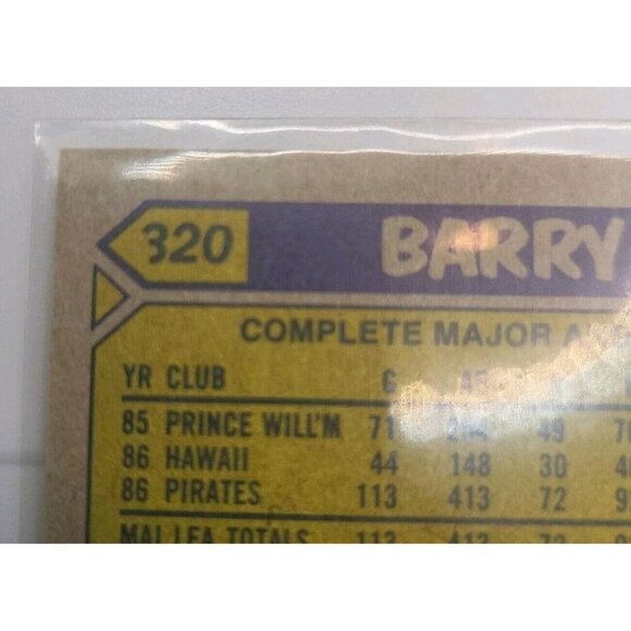 1987 Topps - #320 Barry Bonds MINT ERROR ON CARD CUT OFF #3 AND PARTIAL #0 - Picture 13 of 15
